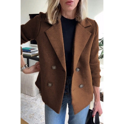 Manteau en laine pour femme coupe cintrée double boutonnage