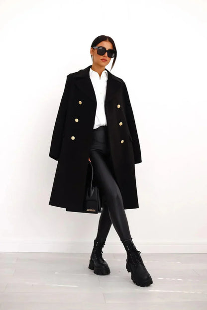 Clara - Manteau long femme coupe élégante en laine