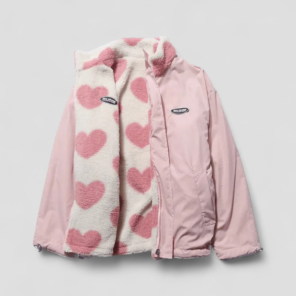 Veste réversible douillette doublure cœur