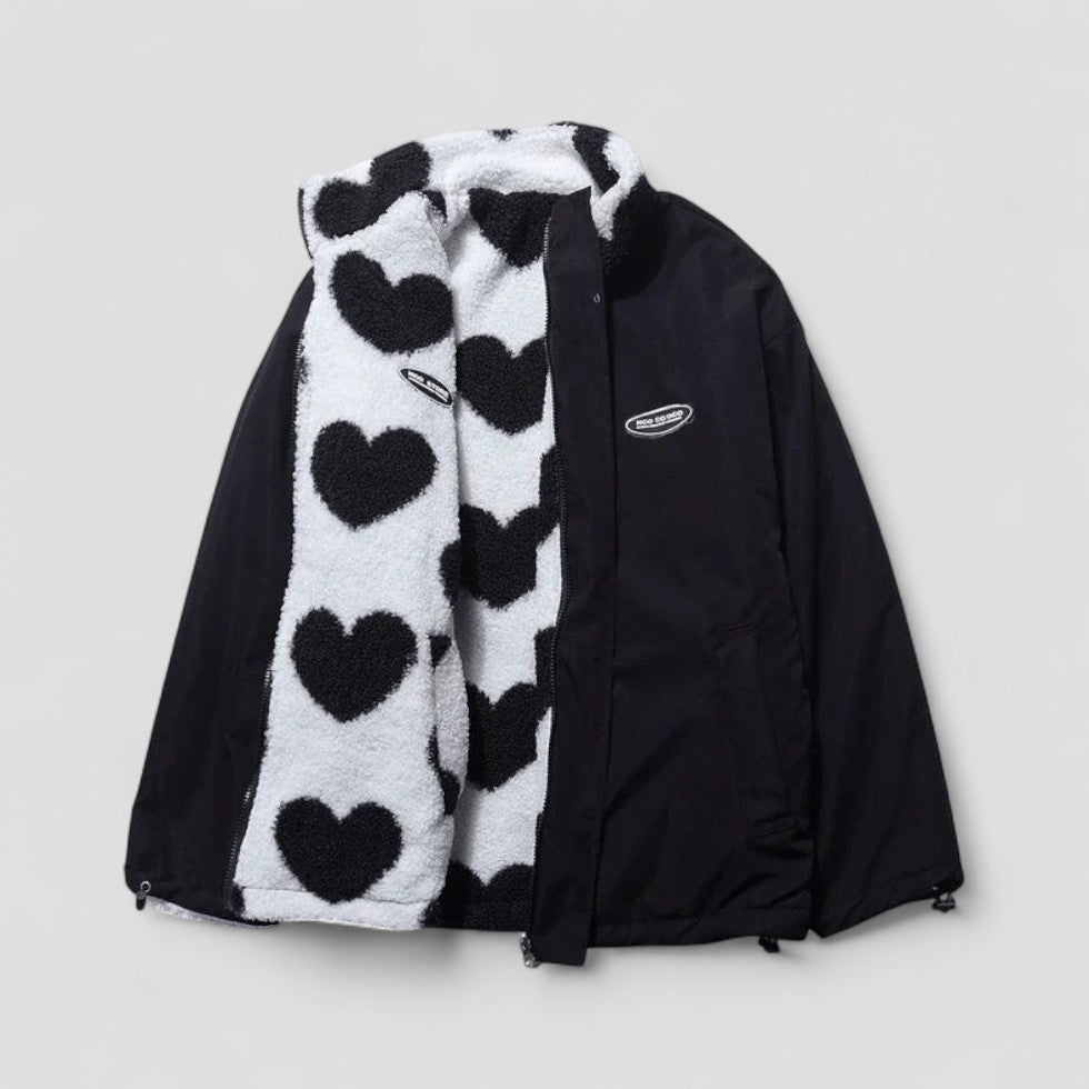 Veste réversible douillette doublure cœur