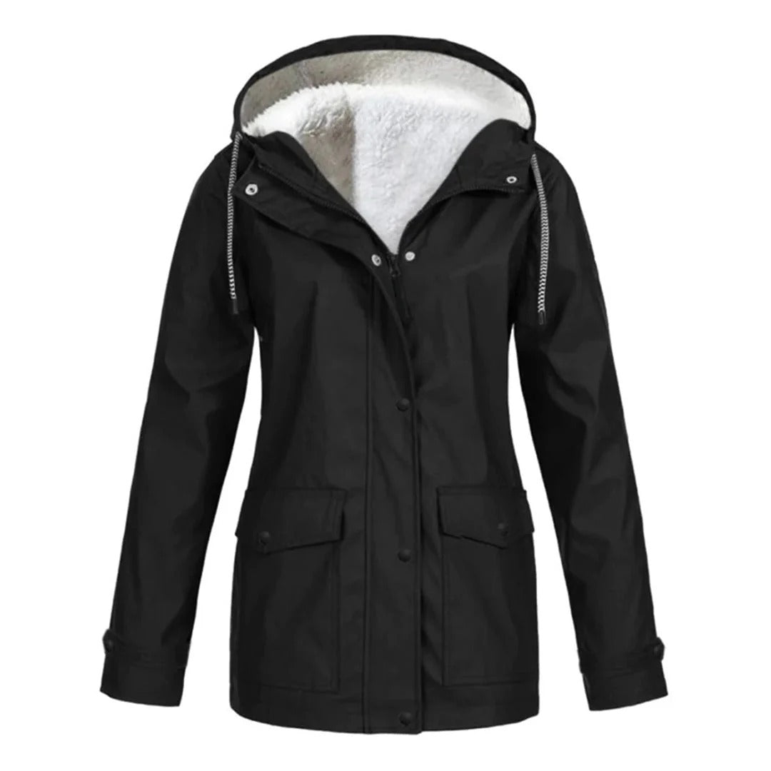 Veste coupe-vent avec capuche et doublure en fausse fourrure