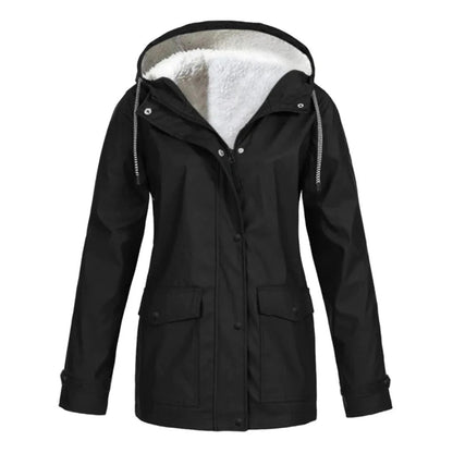 Veste coupe-vent avec capuche et doublure en fausse fourrure