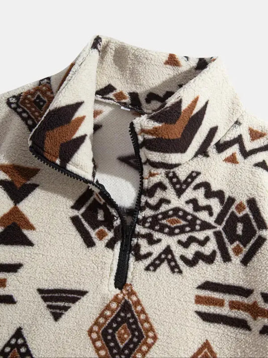 Gemusterte Fleece-Sweater Warm & Bequem - IdealeKleiden