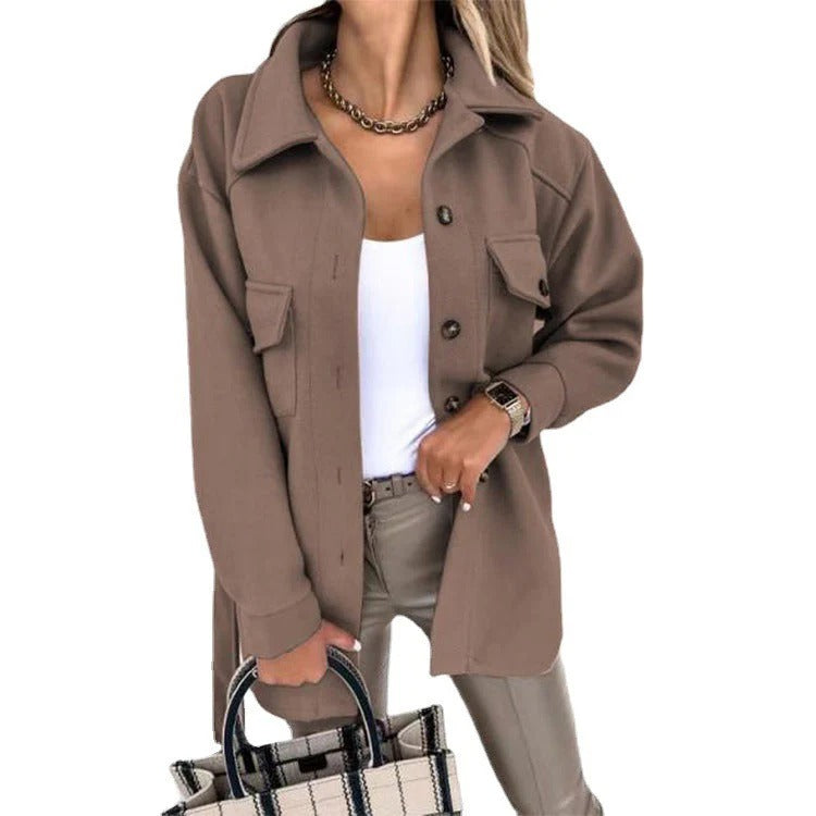 Veste d'hiver femme oversize coupe-vent fermeture boutonnée