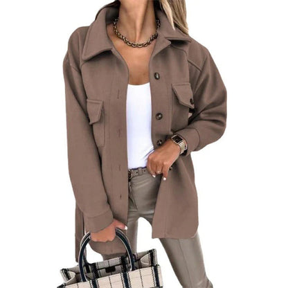 Veste d'hiver femme oversize coupe-vent fermeture boutonnée