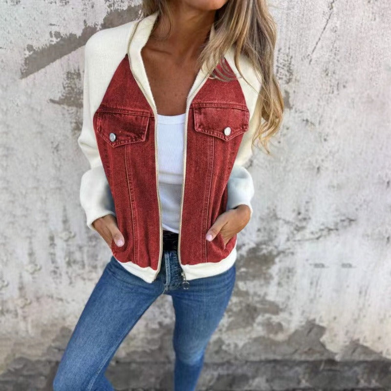 Robe en jean pour femme Coupe décontractée Manches longues