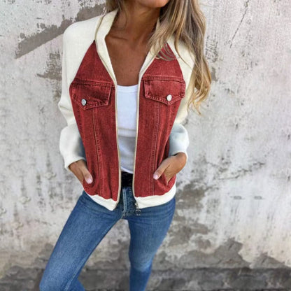 Robe en jean pour femme Coupe décontractée Manches longues