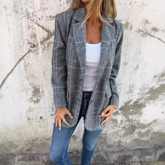 Kuschelige Strickjacke Wollmix Lockere Passform Reverskragen - IdealeKleiden