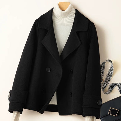 Manteau femme court aspect laine cintré