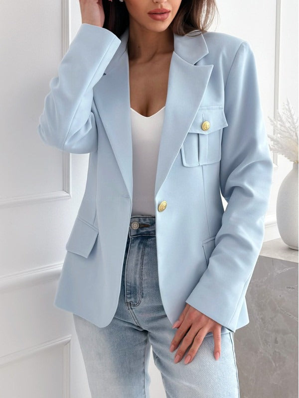 Blazer pour femme croisé manches longues mélange de laine élégant