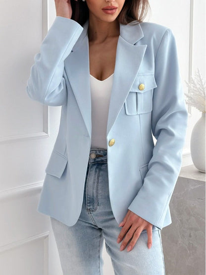 Blazer pour femme croisé manches longues mélange de laine élégant
