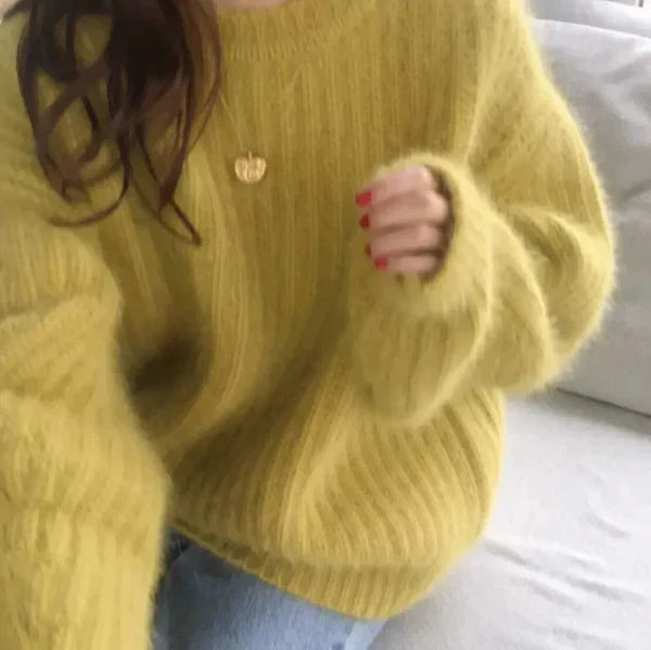 Pull oversize en mohair mélangé à col rond