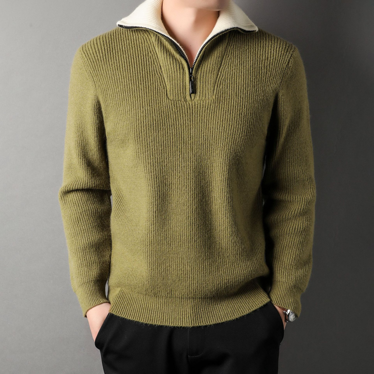 Vêtements en maille confortables | Pull en laine coupe ample Col montant Fermeture éclair