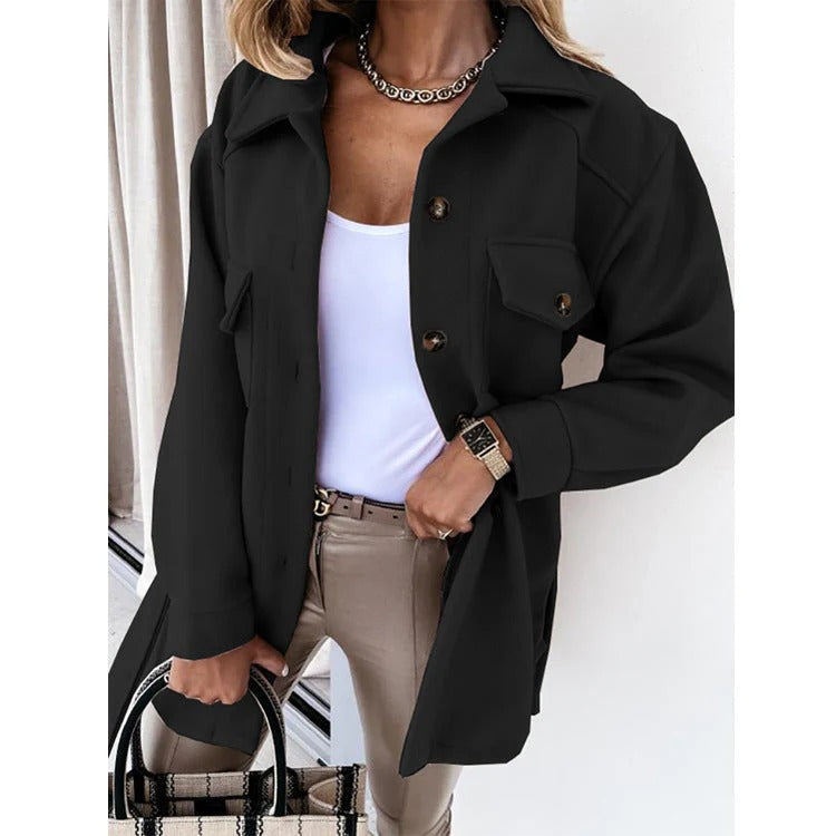 Winterjacke Damen Oversize Winddicht Knopfverschluss - IdealeKleiden