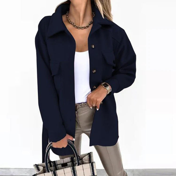 Veste d'hiver femme oversize coupe-vent fermeture boutonnée