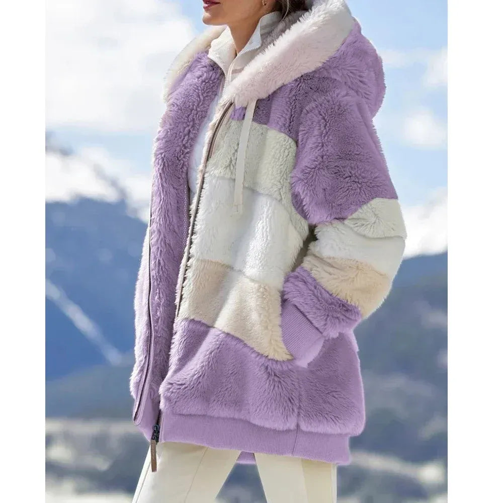 Veste polaire ample grande taille Capuche Fermeture éclair