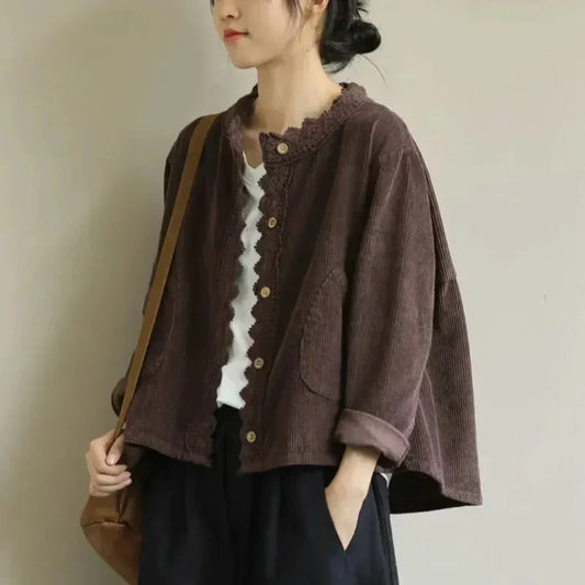 Modische Damenjacke Corduroy Optik - IdealeKleiden