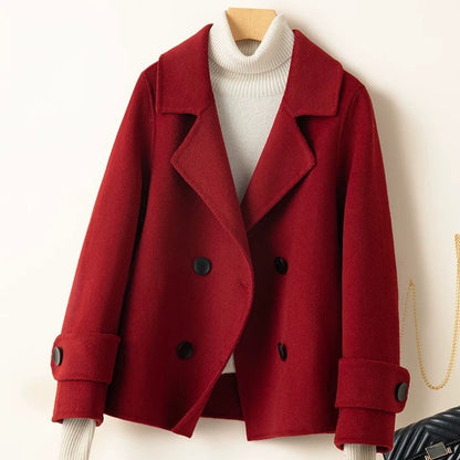 Manteau femme court aspect laine cintré