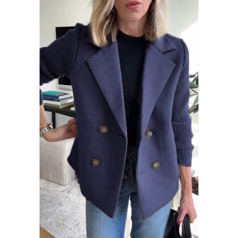 Manteau en laine pour femme coupe cintrée double boutonnage
