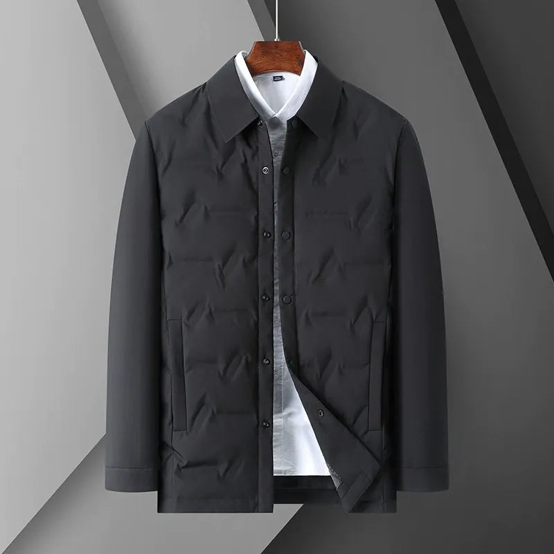 Daunenjacke Slim Fit Modern Knopfverschluss Steppjacke - IdealeKleiden