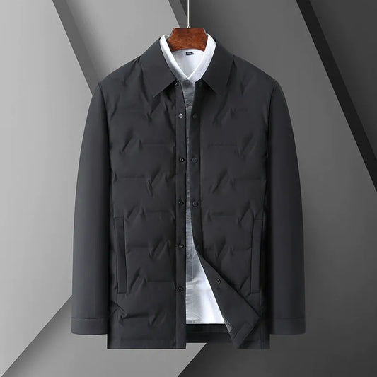 Daunenjacke Slim Fit Modern Knopfverschluss Steppjacke - IdealeKleiden