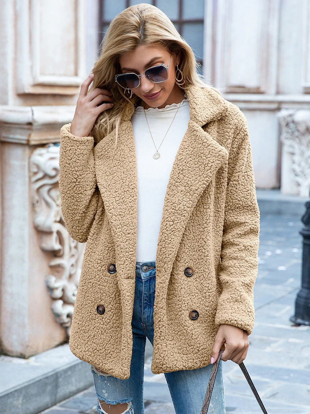 Manteau Teddy Oversize Chaud Décontracté Mode d'hiver