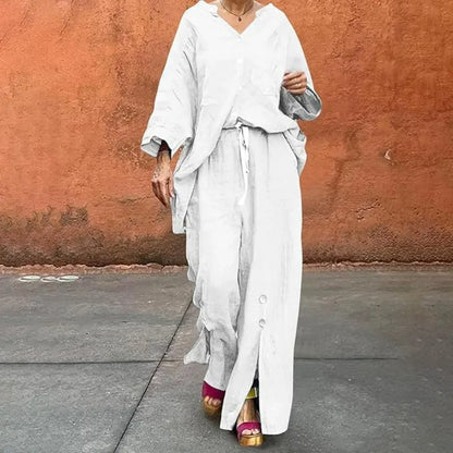 Ensemble cardigan et pantalon confortable en coton
