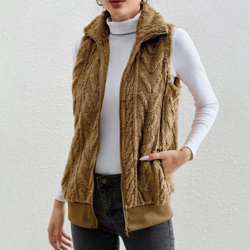 Robe sans manches en jacquard polaire à fermeture éclair