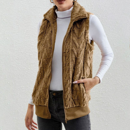 Robe sans manches en jacquard polaire à fermeture éclair