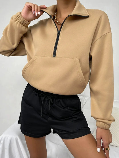 Kuschelkleid Lockere Passform Fleece Stehkragen - IdealeKleiden