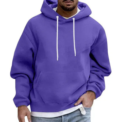 Sweat à capuche confortable pour homme Grande taille Coton doux Poche kangourou Capuche