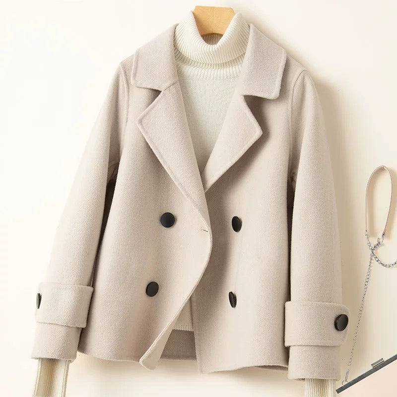 Manteau femme court aspect laine cintré