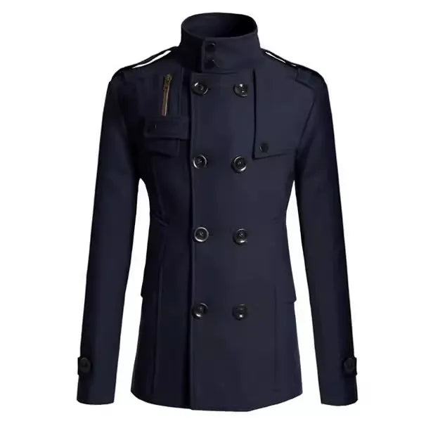 Manteau homme laine coupe slim style militaire