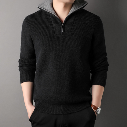 Vêtements en maille confortables | Pull en laine coupe ample Col montant Fermeture éclair
