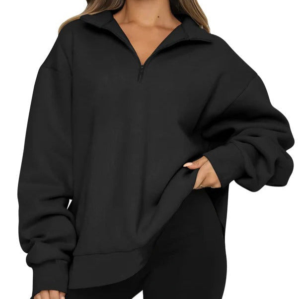 Robe grande taille Coton doux Col montant Fermeture courte