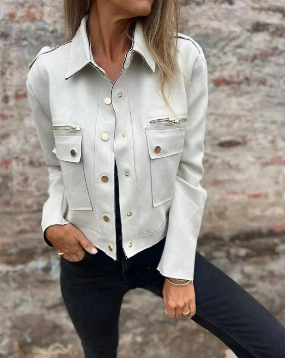 Manteau Femme Cintré Effet Daim Col Revers