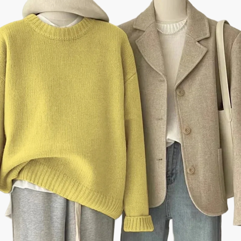 Ensemble rétro japonais - pull en maille et blazer