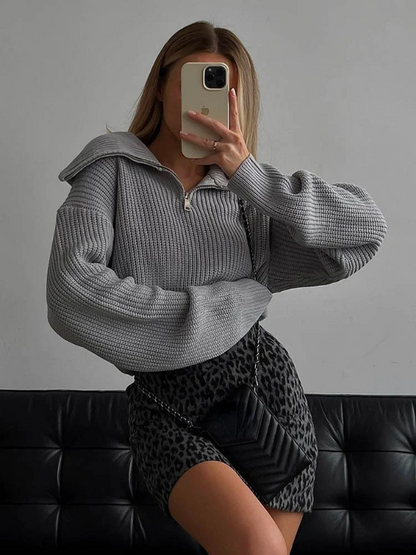 Robe en laine élégante Coupe décontractée Fermeture Éclair Haute