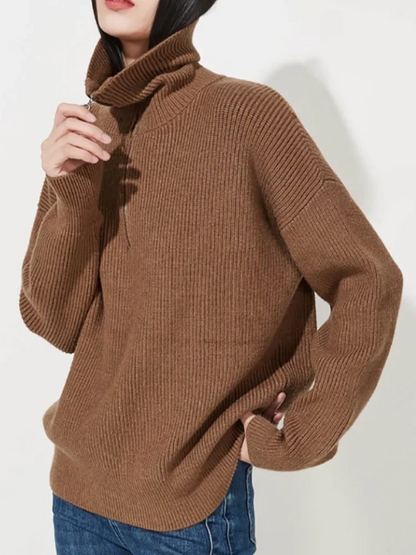 Robe en laine élégante Coupe décontractée Fermeture Éclair Haute