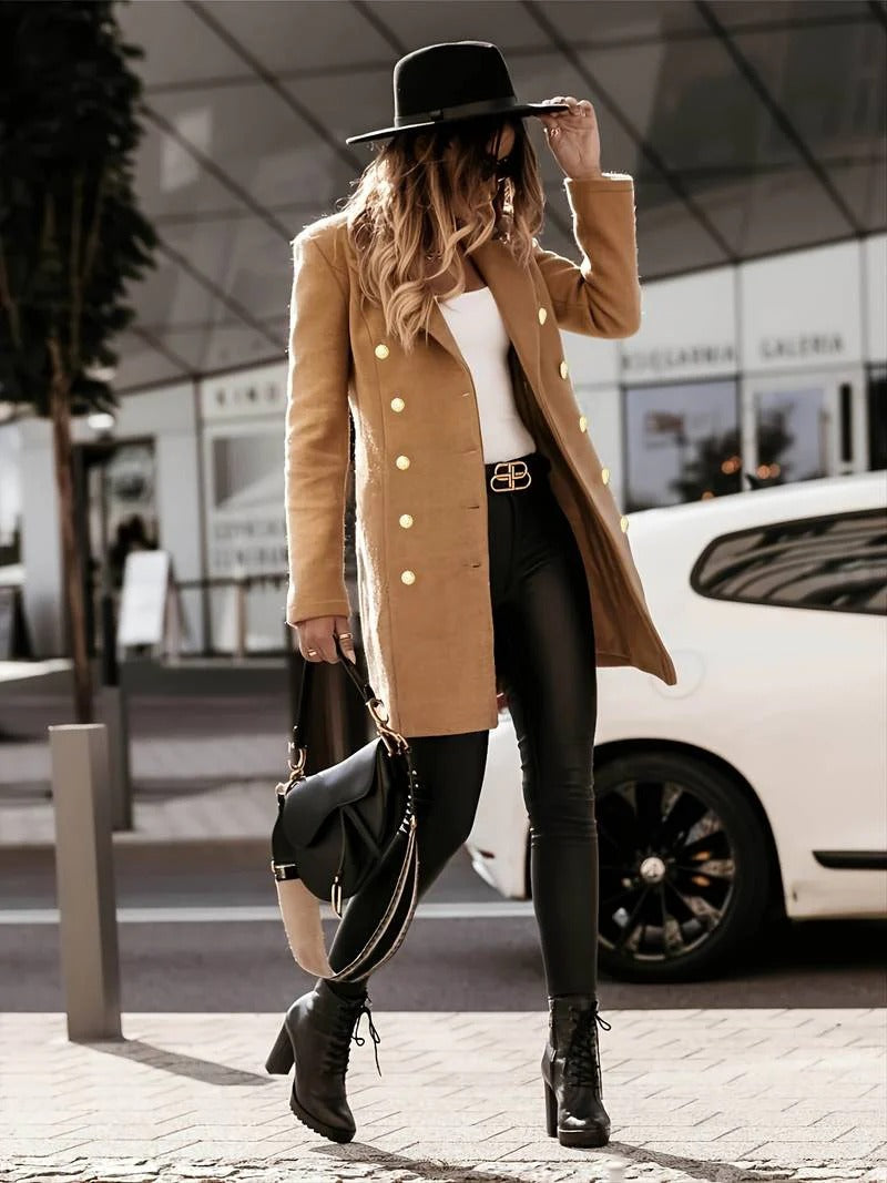Manteau en laine sur mesure coupe slim double boutonnage