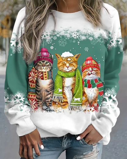 Sweat-shirt confortable à imprimé graphique et lacets amples