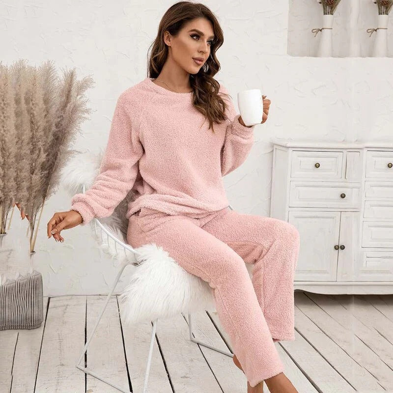 Ensemble peignoir femme doux à manches longues