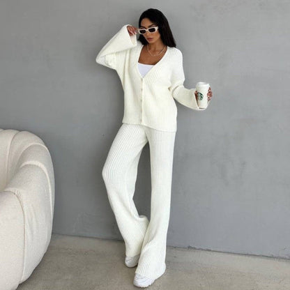 Ensemble de loungewear confortable grande taille, texture côtelée