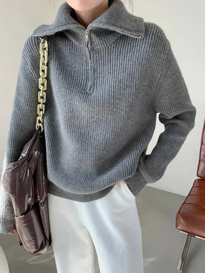 Robe en laine élégante Coupe décontractée Fermeture Éclair Haute