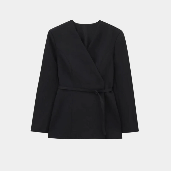 Élégante veste pour femme, blazer cache-cœur à manches longues avec ceinture