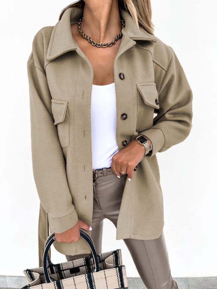 Veste d'hiver femme oversize coupe-vent fermeture boutonnée