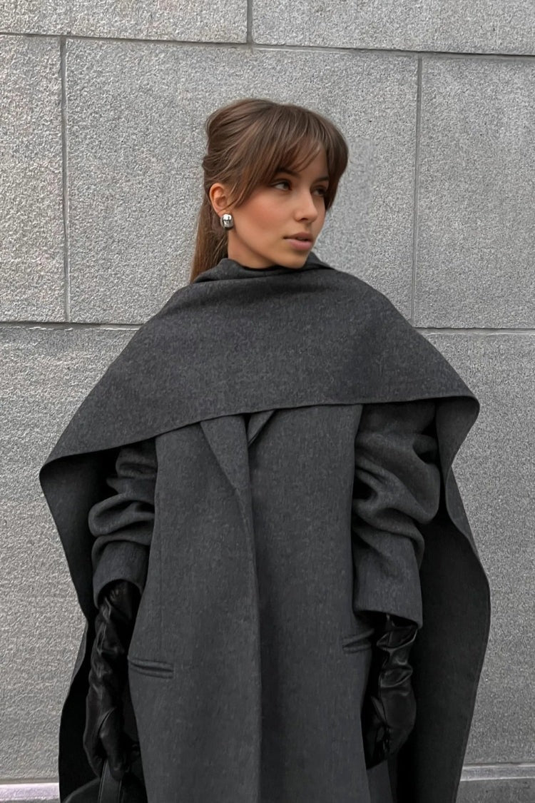 Manteau long élégant pour femme de style cape, grande taille