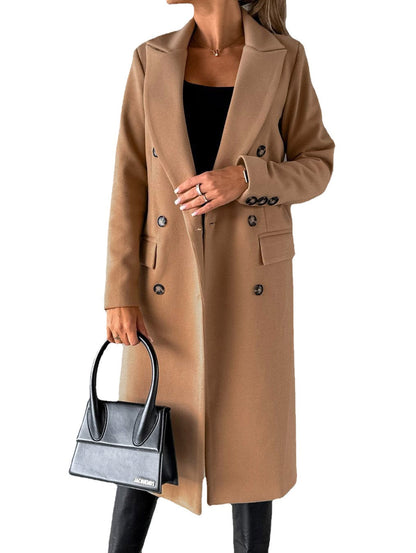 Trench-coat élégant pour femme, classique, longueur genou