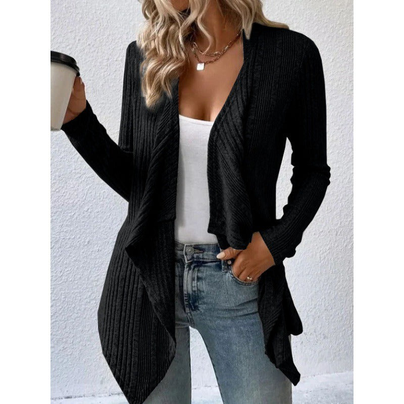 Cardigan confortable en laine mélangée coupe décontractée