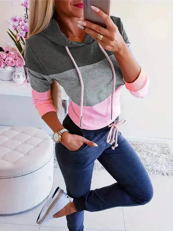 Sweat-shirt à capuche pour femme, manches longues